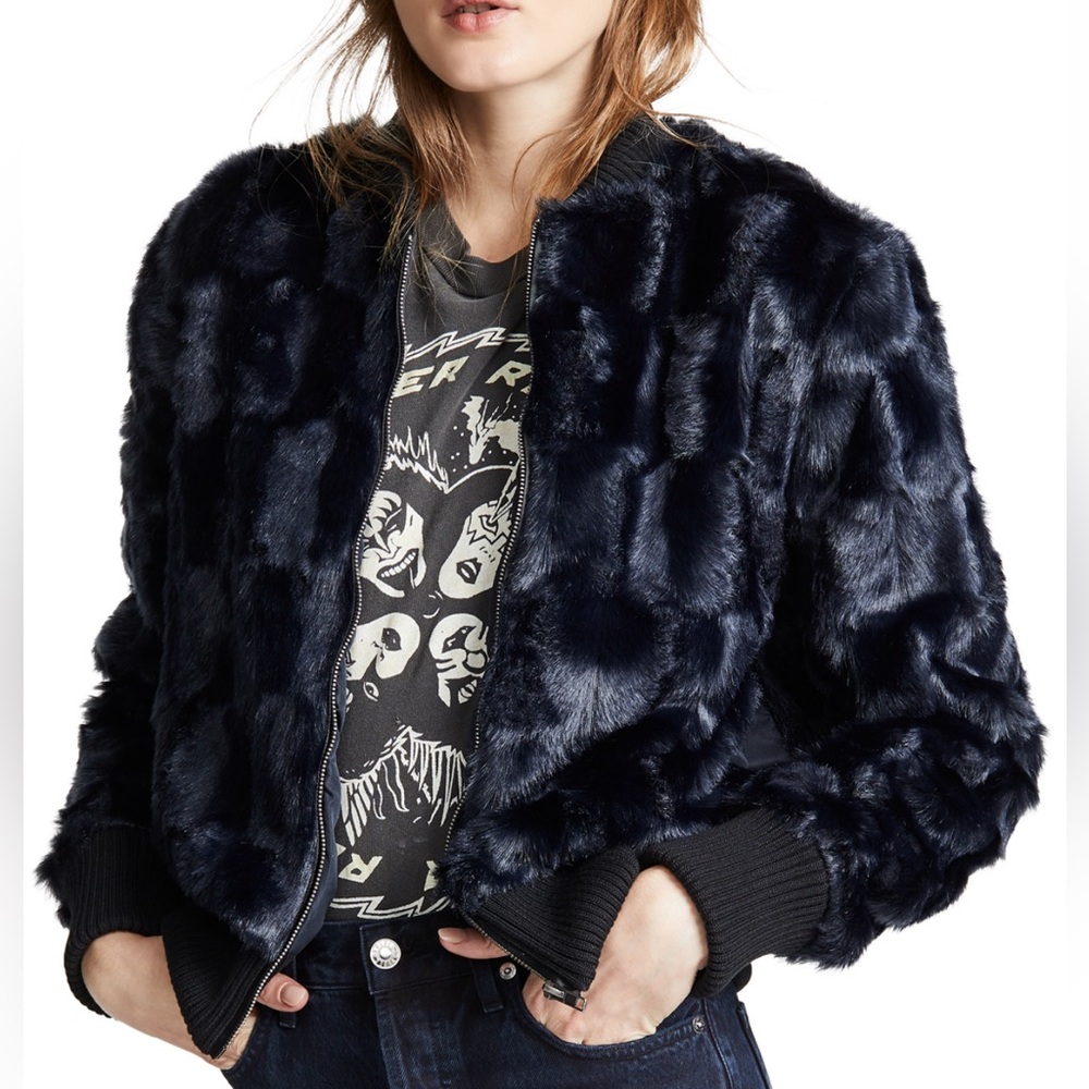 Cupcakes and Cashmere Amy faux fur bomber jacket